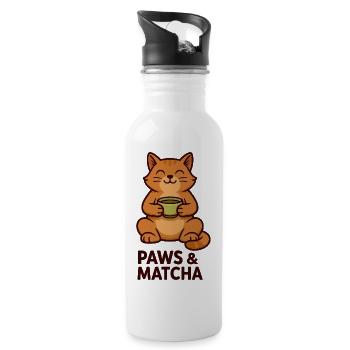 Pattes & Matcha Chat - Gourde avec paille intégrée - blanc - Droite