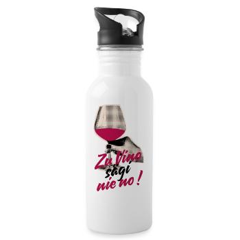 Zu Vino sägi nie no Schweizerdeutsch Weinliebhaber - Water bottle with straw - white - Right