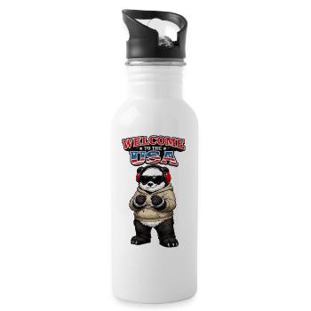 T-shirt humor Panda USA Streetwear Patriotique - Gourde avec paille intégrée - blanc - Droite