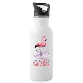 Trouver le bon équilibre Yoga de motivation flamant rose - Gourde avec paille intégrée - blanc - Droite