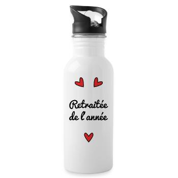 RETRAITEE. RETRAITE. BONNE RETRAITE - Gourde avec paille intégrée - blanc - Droite