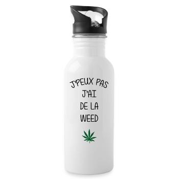J'peux pas, j'ai de la weed  ! - Gourde avec paille intégrée - blanc - Droite