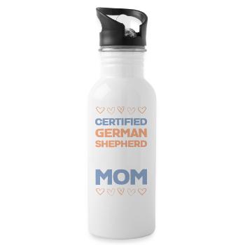 Zertifizierte Schäferhundmama - Trinkflasche mit integriertem Trinkhalm - Weiß - Rechts