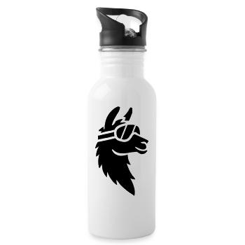 Llama with ski goggles - Water bottle with straw - white - Right