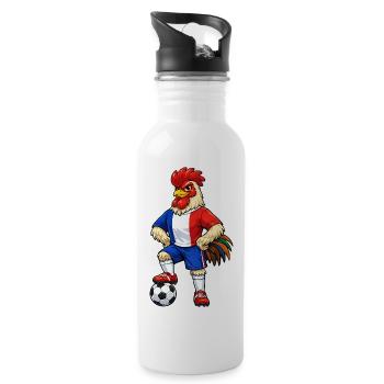 Football Coq France, Fan Drapeau de France - Gourde avec paille intégrée - blanc - Droite