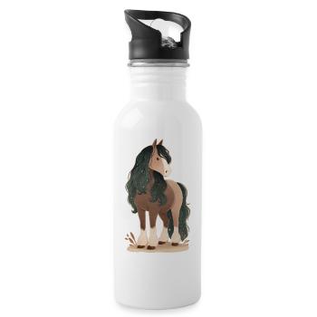 Cheval - Gourde avec paille intégrée - blanc - Droite