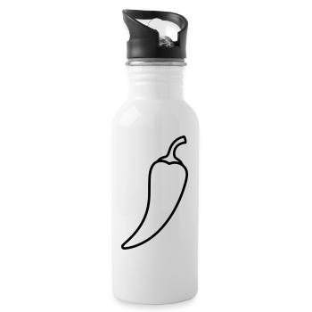 Chili pepper hot outline - Water bottle with straw - white - Right