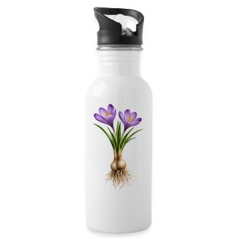 Crocuses with bulbs and roots - Water bottle with straw - white - Right