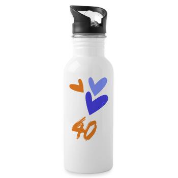 40. 40 YEARS. 40th ANNIVERSARY. 40 YEARS ANNIVERSARY. - Water bottle with straw - white - Right