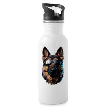 German Shepherd Dog Love German Shepherd Dog Dogs - Water bottle with straw - white - Right