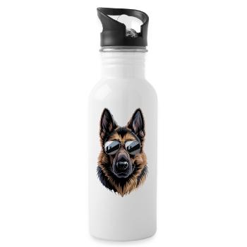 German Shepherd Dog Love German Shepherd Dog Dogs - Water bottle with straw - white - Right