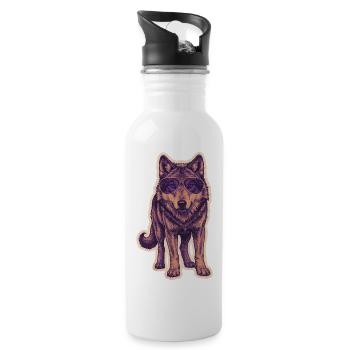 Loup avec des lunettes de soleil - Gourde avec paille intégrée - blanc - Droite
