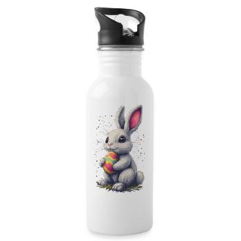Papa Lapin de Pâques partenaire de Pâques Look de Pâques - Gourde avec paille intégrée - blanc - Droite