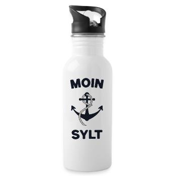 Moin Sylt – Conception d’ancres maritimes - Gourde avec paille intégrée - blanc - Droite