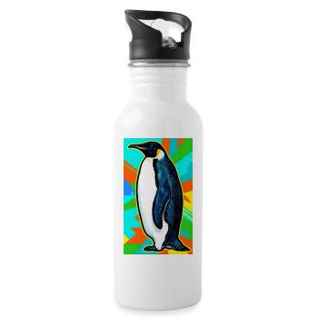 penguin - Water bottle with straw - white - Right