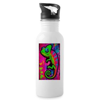 chameleon - Water bottle with straw - white - Right