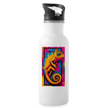 Chamäleon - Trinkflasche mit integriertem Trinkhalm - Weiß - Rechts