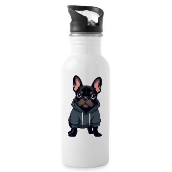 Bouledogue français - Gourde avec paille intégrée - blanc - Droite