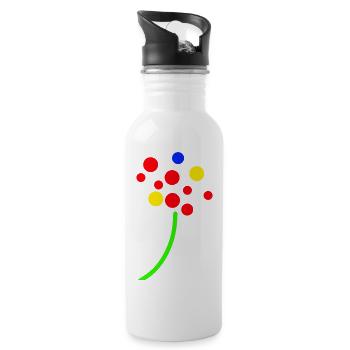 Konfetti Neon Blumenstrauß - Trinkflasche mit integriertem Trinkhalm - Weiß - Rechts