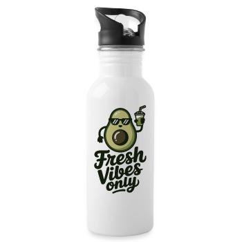 Avocado Sommer Shirt Geschenk für Avocado Fans - Trinkflasche mit integriertem Trinkhalm - Weiß - Rechts