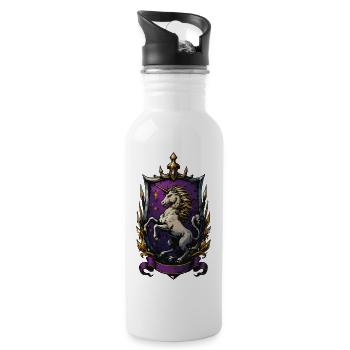 Licorne dans le bouclier : blason fantastique - Gourde avec paille intégrée - blanc - Droite