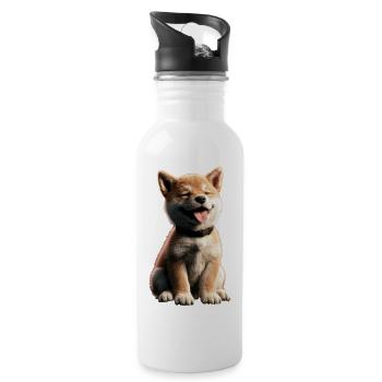 Shiba Inu Dog Japanese Dog Breed Japan Shibas - Water bottle with straw - white - Right