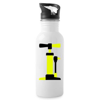 Bicycle Air Pump Graphic - Water bottle with straw - white - Right