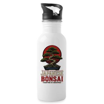 Japanese Bonsai Tree Plant Miniature Bonsai - Water bottle with straw - white - Right