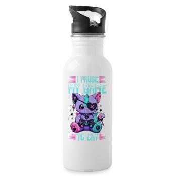 Pastel Goth Soft Goth Gaming Gamer - Water bottle with straw - white - Right