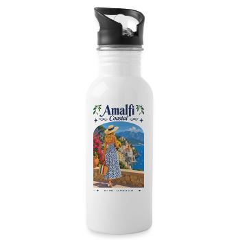 Amalfi Coastal Vue: Robe estivale - Gourde avec paille intégrée - blanc - Droite
