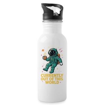 Astronaut mit Kaffee im Weltall - Trinkflasche mit integriertem Trinkhalm - Weiß - Rechts