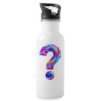 Fragezeichen - Trinkflasche mit integriertem Trinkhalm - Weiß - Rechts