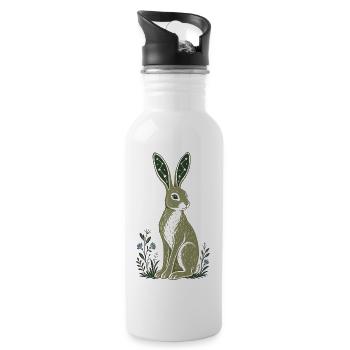 Ohren der Sternhasenkonstellation Himmelshasen - Trinkflasche mit integriertem Trinkhalm - Weiß - Rechts