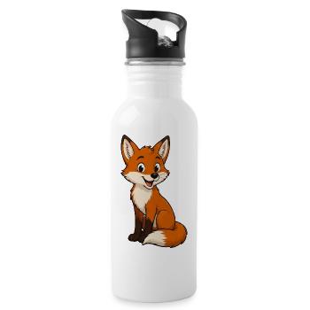 Dessin animé câlin de Fox - Gourde avec paille intégrée - blanc - Droite