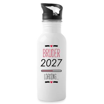 Brother's Heart Lettering with Heart - Water bottle with straw - white - Right