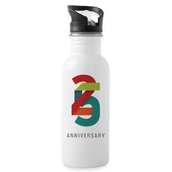25 Years – Modern Anniversary Design - Water bottle with straw - white - Right