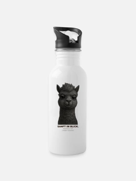 sanft-im-blick - Trinkflasche mit integriertem Trinkhalm - Weiß