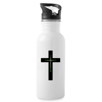 Cross, Church, God, Jesus - Water bottle with straw - white - Right
