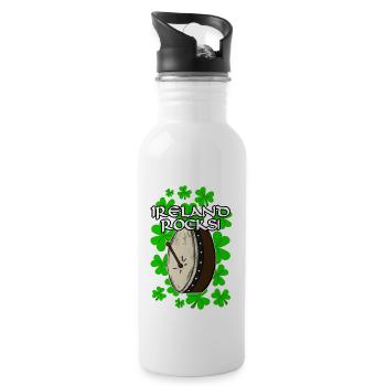 Ireland Rocks Bodhran Irish St Patrick's Day - Water bottle with straw - white - Right