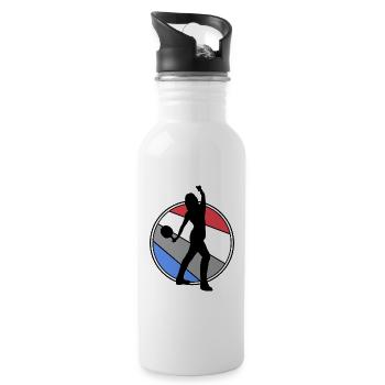 tischtennis pingpong-girl tischtennisspielerin - Trinkflasche mit integriertem Trinkhalm - Weiß - Rechts