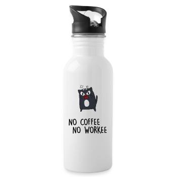 location fatiguée cat « pas de café pas de travail » journée de travail - Gourde avec paille intégrée - blanc - Droite