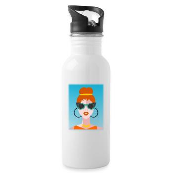 WIFE. DAUGHTER. ADOLESCENT. WOMEN'S DAY - Water bottle with straw - white - Right