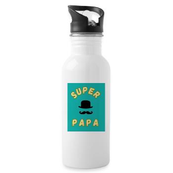 BONNE FÊTE PAPA. PAPA. FÊTE DES PÈRES. BONNE FÊTE - Gourde avec paille intégrée - blanc - Droite