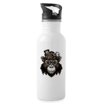 Polygonales Faultier-Porträt - Künstlerisches Tier - Trinkflasche mit integriertem Trinkhalm - Weiß - Rechts