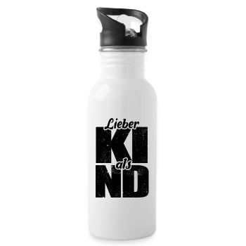Lieber KI als ND - künstliche Intelligenz - Trinkflasche mit integriertem Trinkhalm - Weiß - Rechts