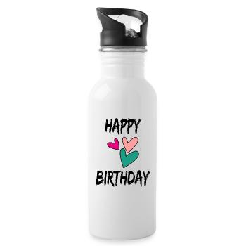 HAPPY BIRTHDAY. HAPPY BIRTHDAY. BIRTHDAY. - Water bottle with straw - white - Right