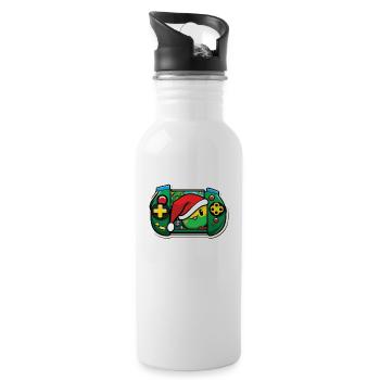 Gaming Santa Claus - Water bottle with straw - white - Right