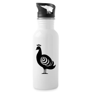 Kleiner Pfau - Trinkflasche mit integriertem Trinkhalm - Weiß - Rechts