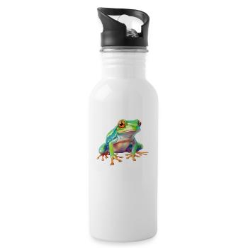 Wasserfarbe Frosch - Trinkflasche mit integriertem Trinkhalm - Weiß - Rechts