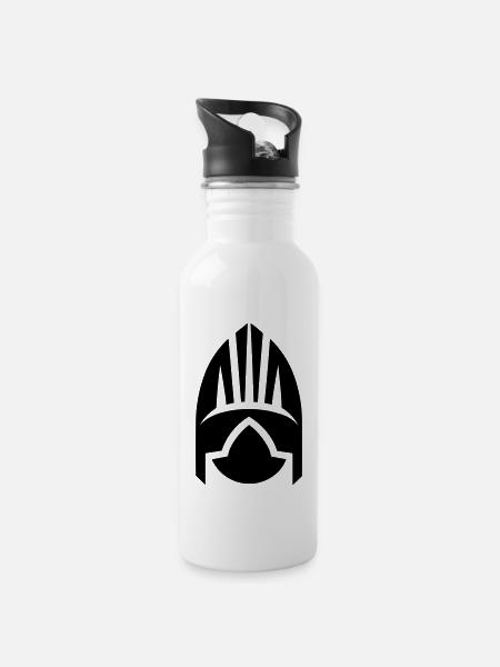 Wikingerhelm Krieger - Trinkflasche mit integriertem Trinkhalm - Weiß